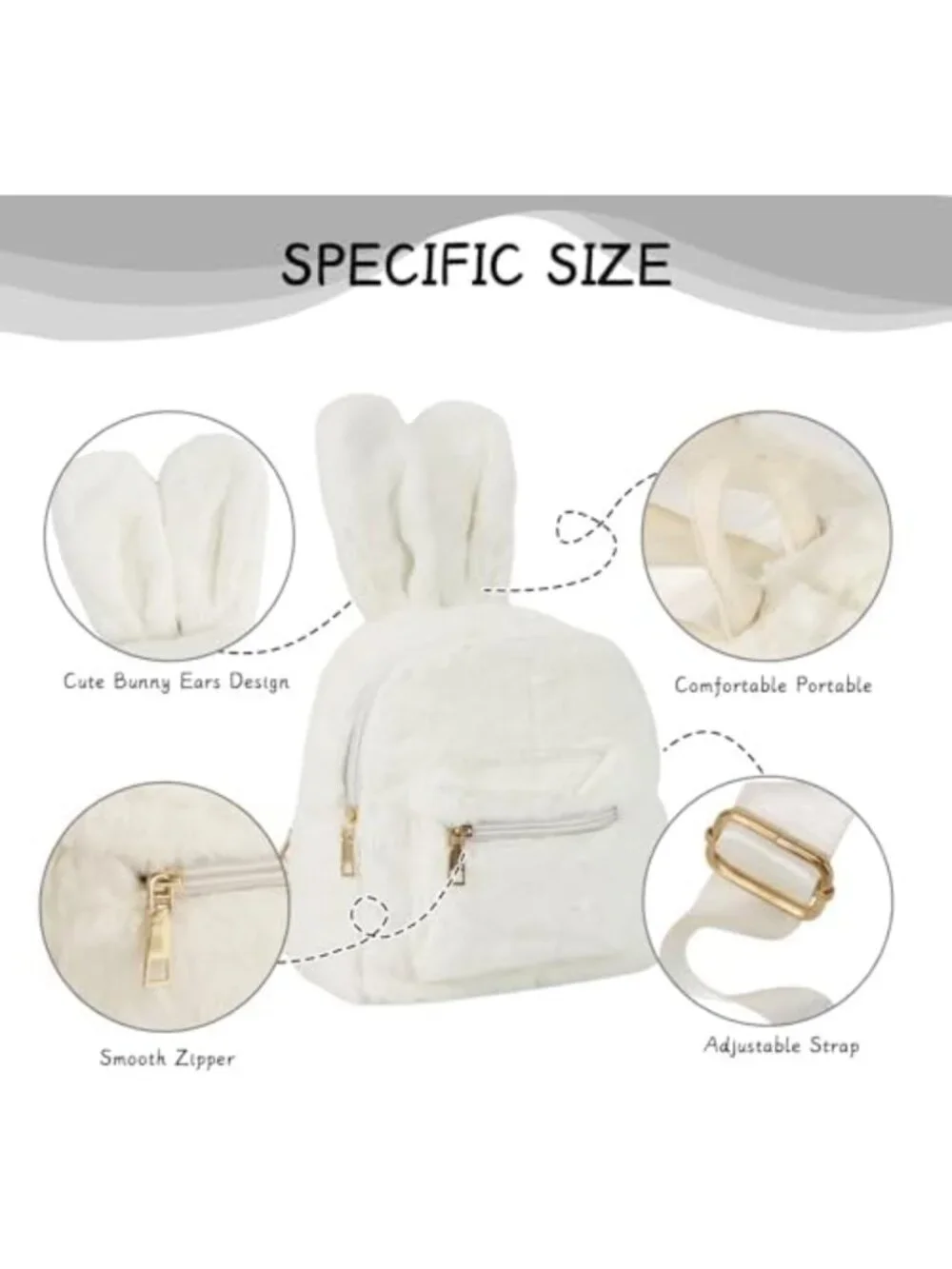 Adorable Fluffy Bunny Backpack with Rabbit Ears | Cute Women's Shoulder Bag